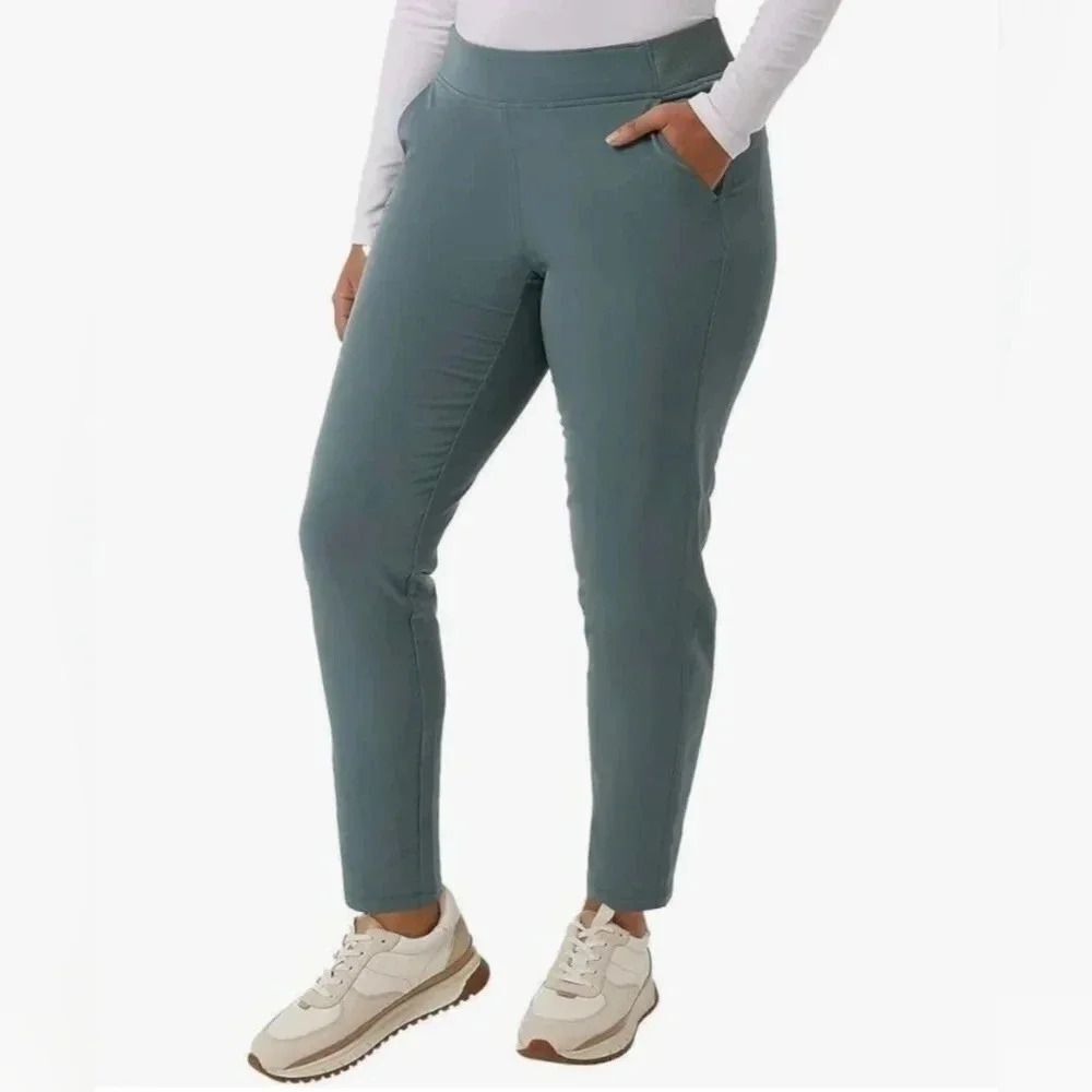 Women's Lightweight No Drawstring Pull Up Pant Green Size M Soft Outdoor